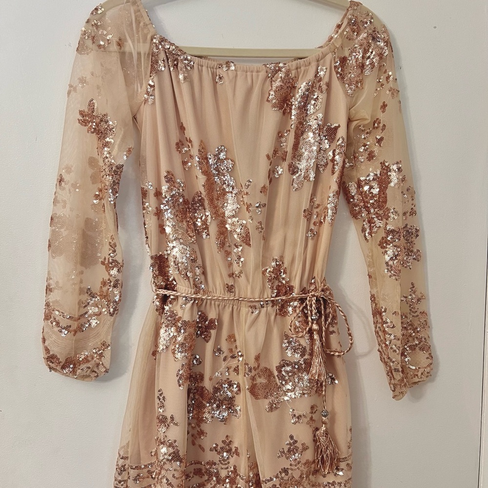 Fashion Nova Rose Gold Sequin Romper